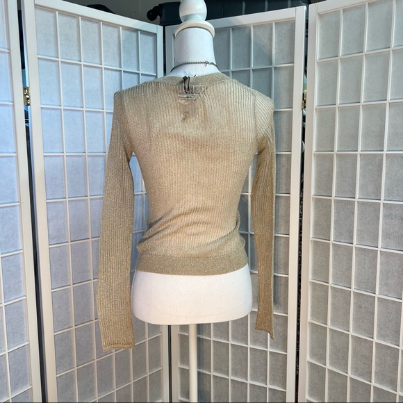 Express Cardigan Size EXTRA SMALL Gold Shimmer - Picture 2 of 6